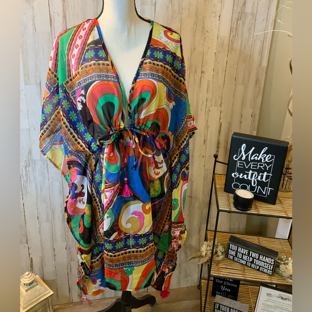 Violet Sky sheer beach/pool cover up. Size L
